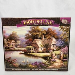 New Sealed RoseArt Deluxe Puzzle "Swan Cottage" 1500 Large Pc 2006 32x22"